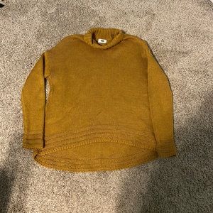 Old Navy sweater.  Sort of a mustard (dark) yellow in colors. Size Medium